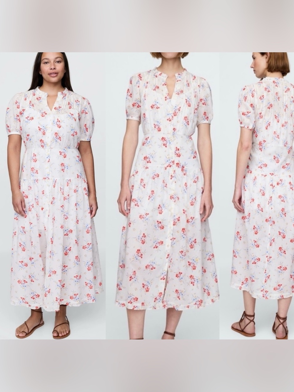 Gorgeous $150 DÔEN Gap x Doen Floral Maxi Dress Pleated Victorian Boho Cotton Sz